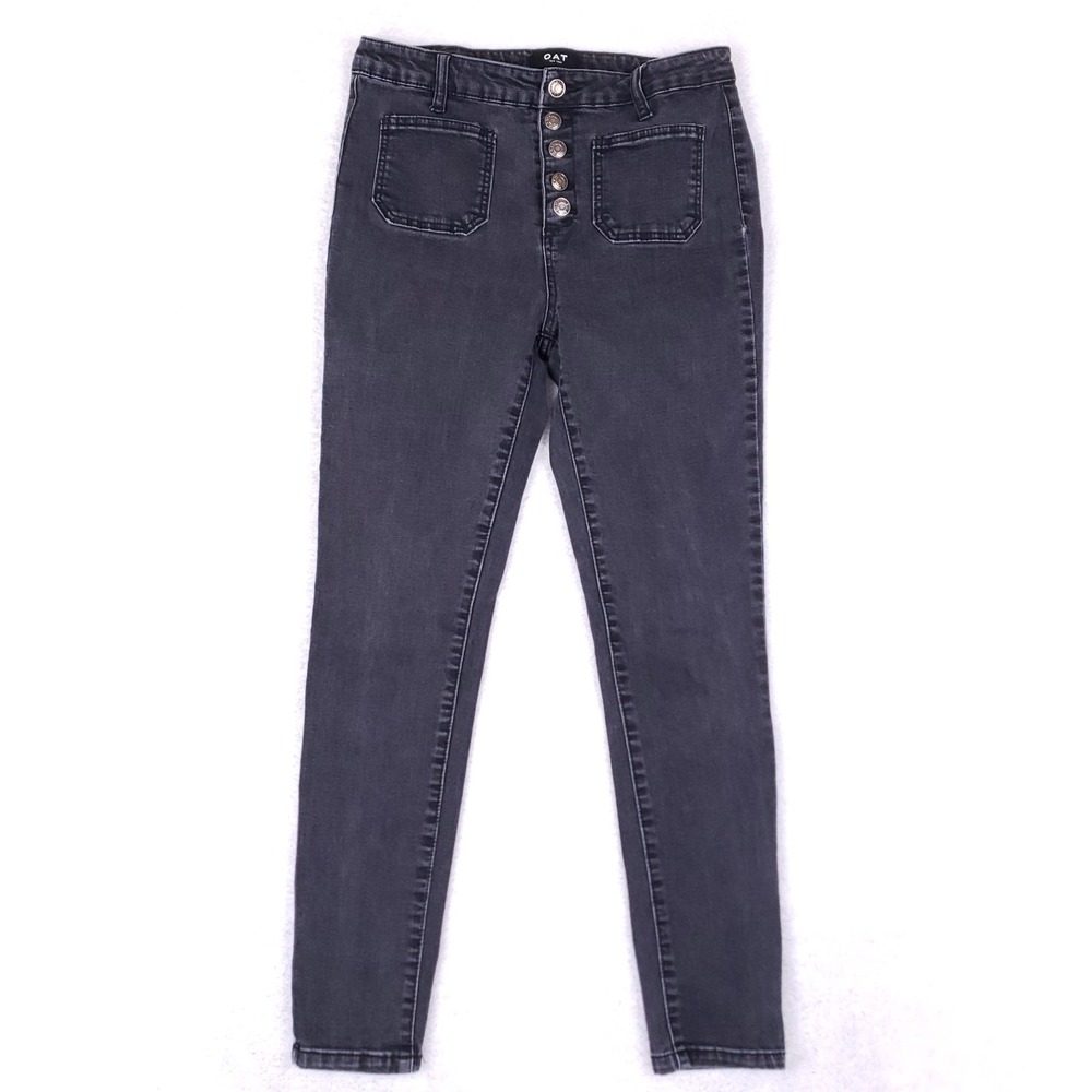OAT New York Button Fly Patch Pocket Skinny‎ Jeans 29 Black